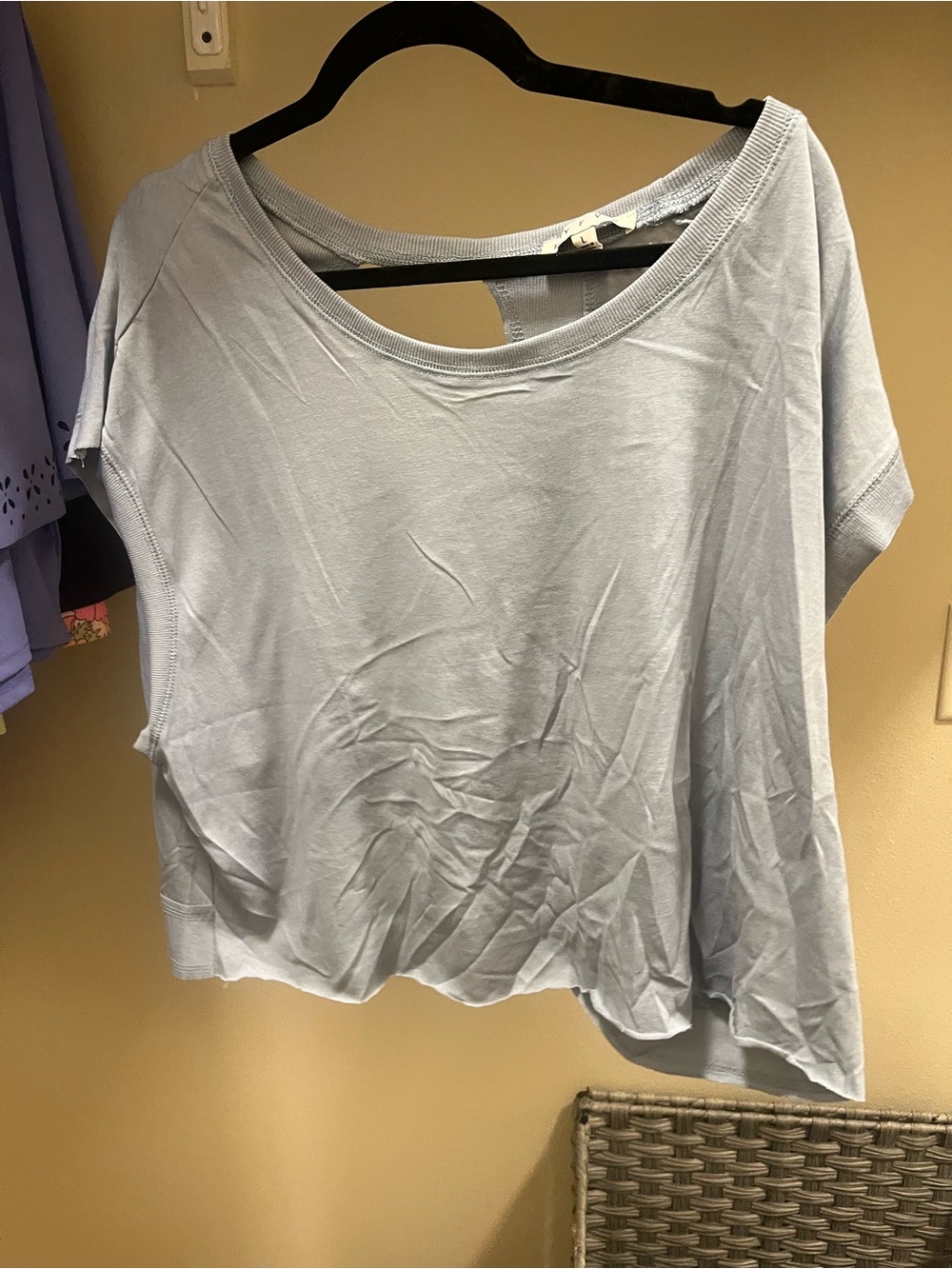 Women’s Scoop Neck Short Sleeve Top in Light Blue